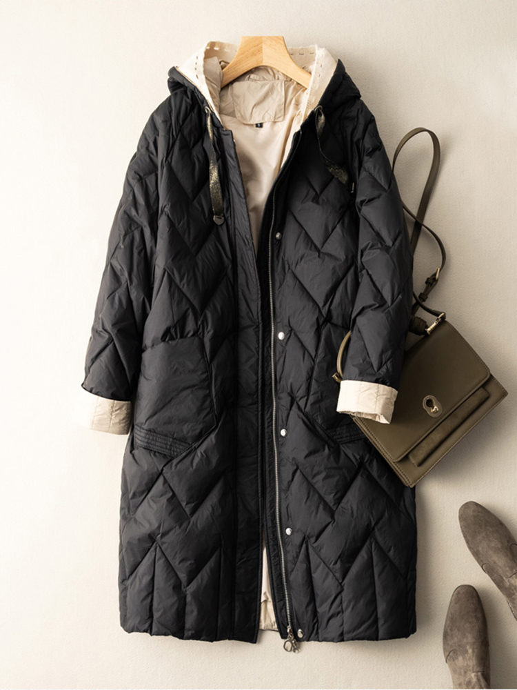 Women'S Fashion Quilted Jacket - SEDUTMO طويل الشتاء بطة أسفل سترة