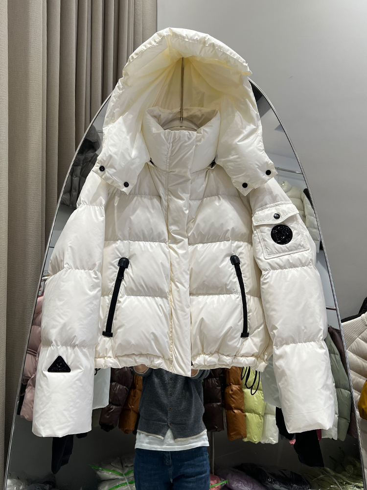 Women'S Fashion Quilted Jacket - معطف نسائي بزغب بطة بيضاء ،