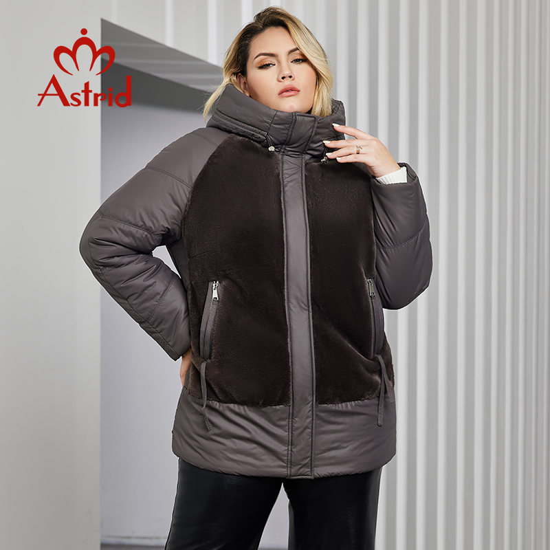 Women'S Fashion Quilted Jacket - استريد-سترة بقلنسوة قطيفة للنساء مع خياطة