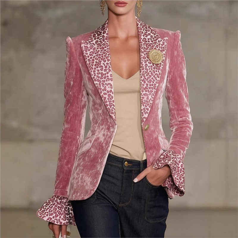 Velvet Blazer Women - سترة مخملية فاخرة بلون واحد للنساء