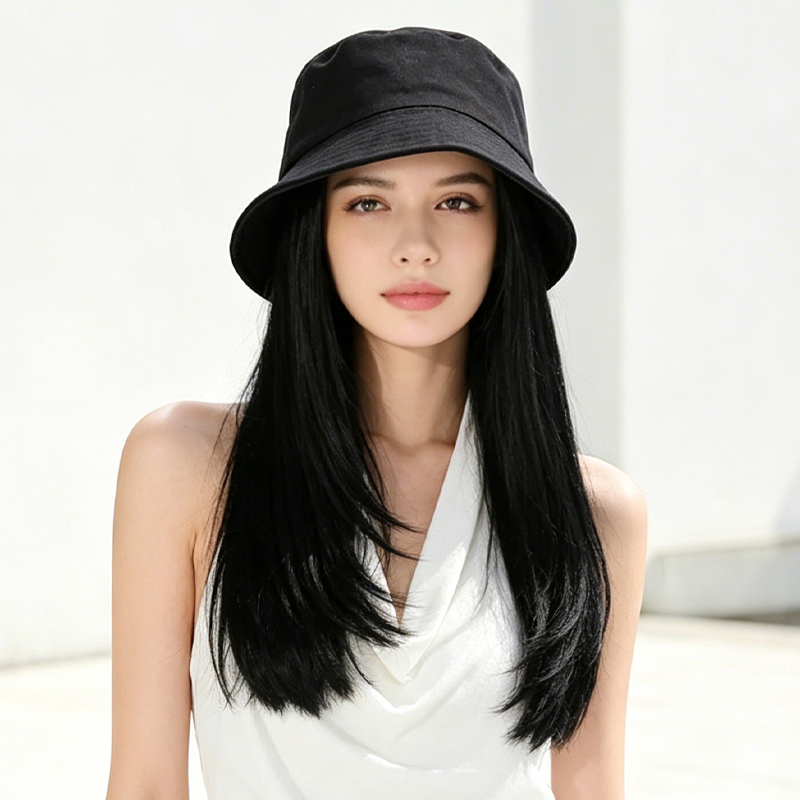 قبعة سوداء واقية من الشمس مع ش - مراجعة Bucket Hat Women وسعره