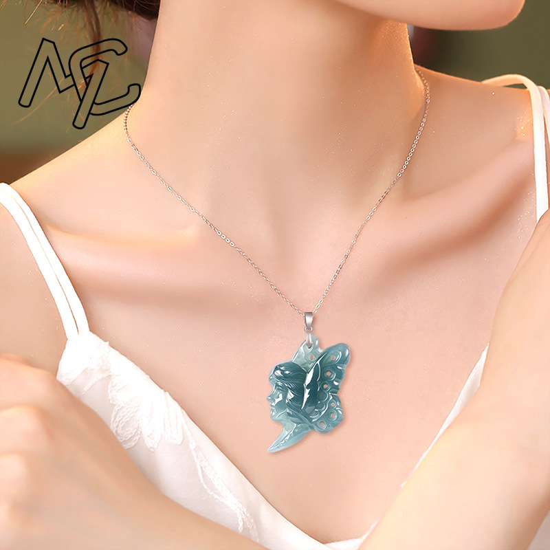 قلادة فراشة من اليشم الأزرق ال - مراجعة Women'S Fashion Gifts وسعره
