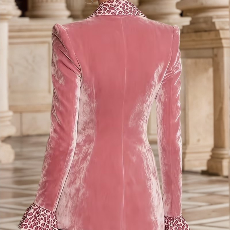 سترة مخملية فاخرة بلون واحد لل - مراجعة Velvet Blazer Women وسعره