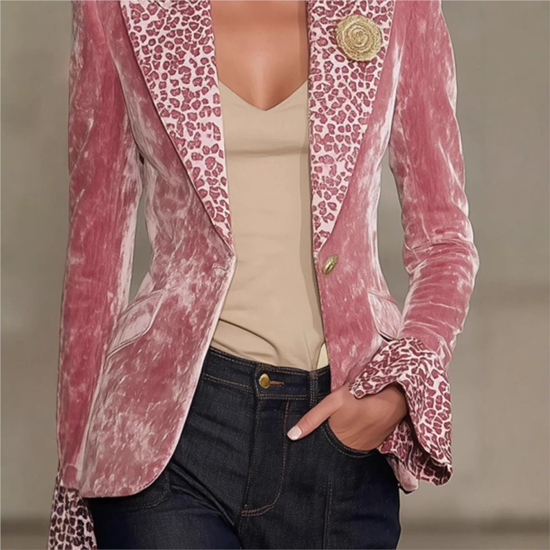 سترة مخملية فاخرة بلون واحد لل - مراجعة Velvet Blazer Women وسعره
