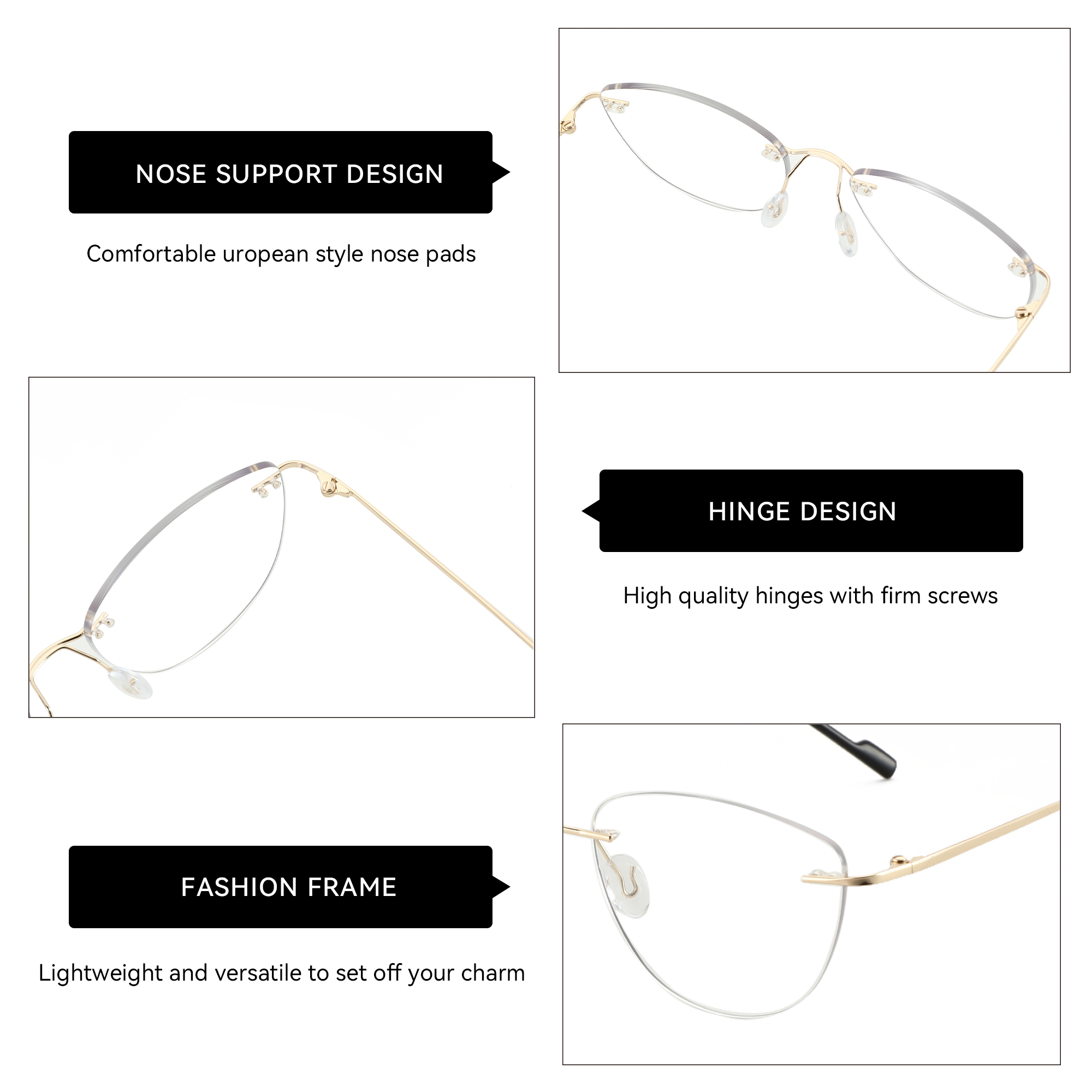 نظارات بصرية بدون إطار لعين ال - مراجعة Women'S Fashion Glasses Non Prescription وسعره
